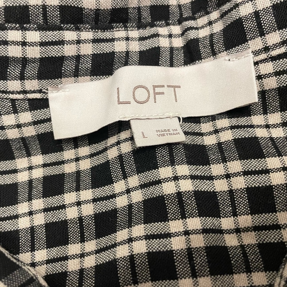 LOFT Checkered Shirt Dress - Picture 3 of 3